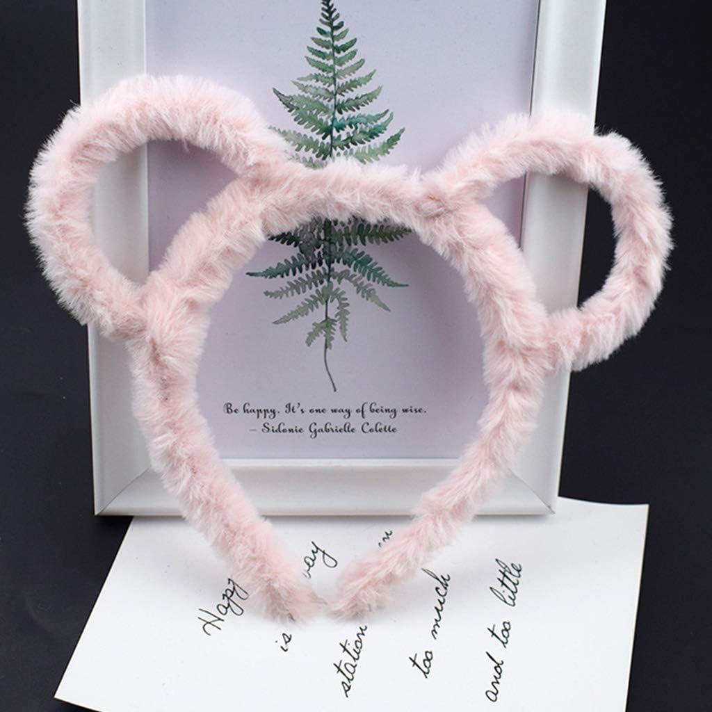 Oilmal Women Winter Thick Plush Headband round Mouse Bear Ears Makeup Headband Bandana image number 1