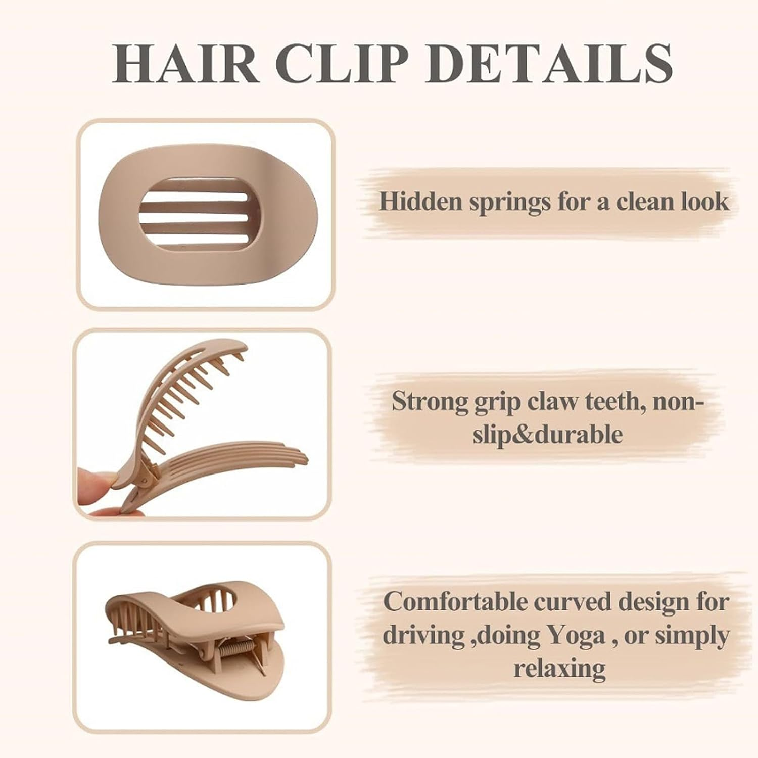 4-Pack of Flat Hair Clips for Women, Strong Fixation, Suitable for Women and Girls, Suitable for Thin and Thick Hair, Daily Use, Curved Design Hair Clips for Lying down and Driving image number 2