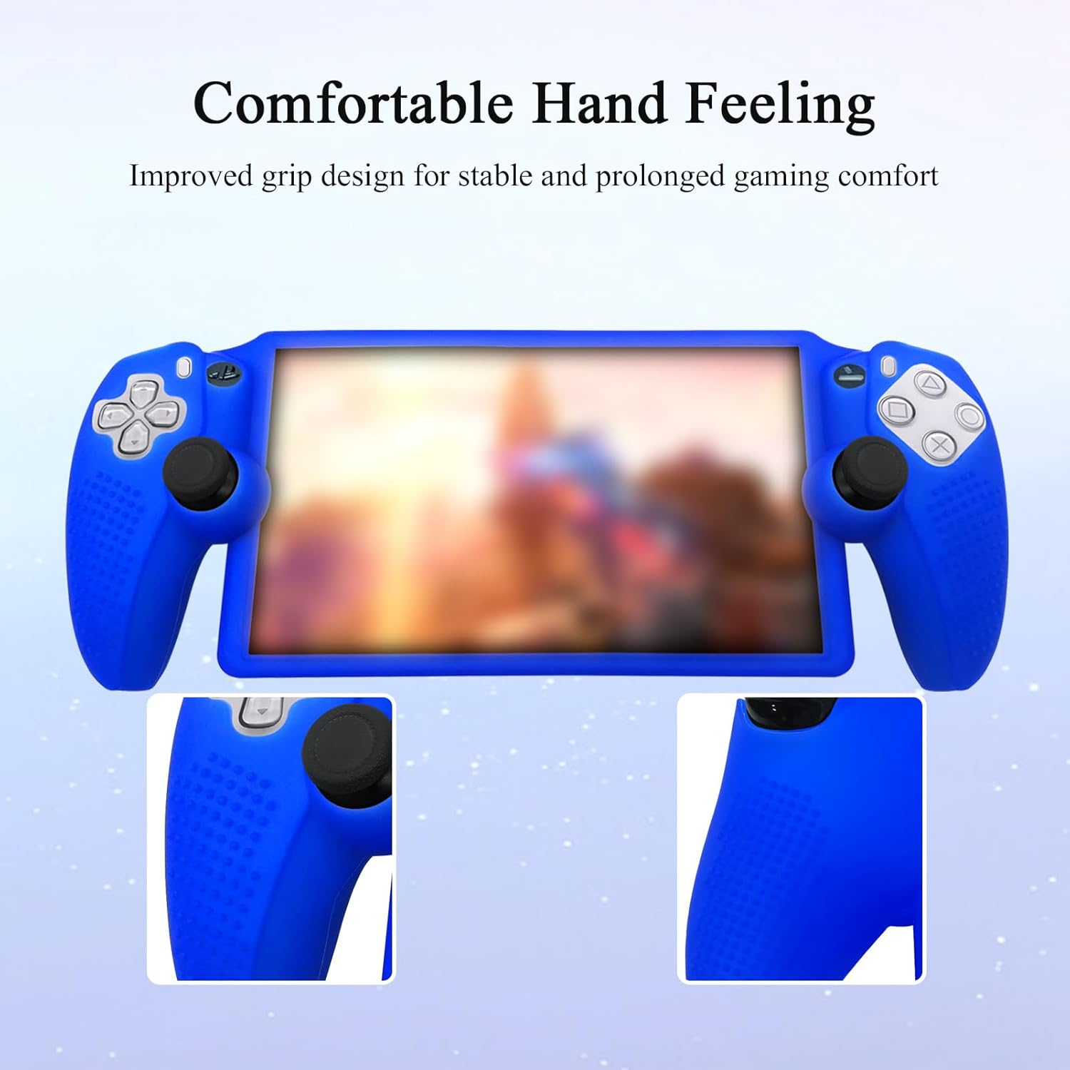 Silicone Protective Cover and Stick Caps Compatible with Playstation Portal, Anti-Slip Protector Case and 10 Thumb Grip Caps Accessories for PS Portal Remote Player(Blue) image number 3