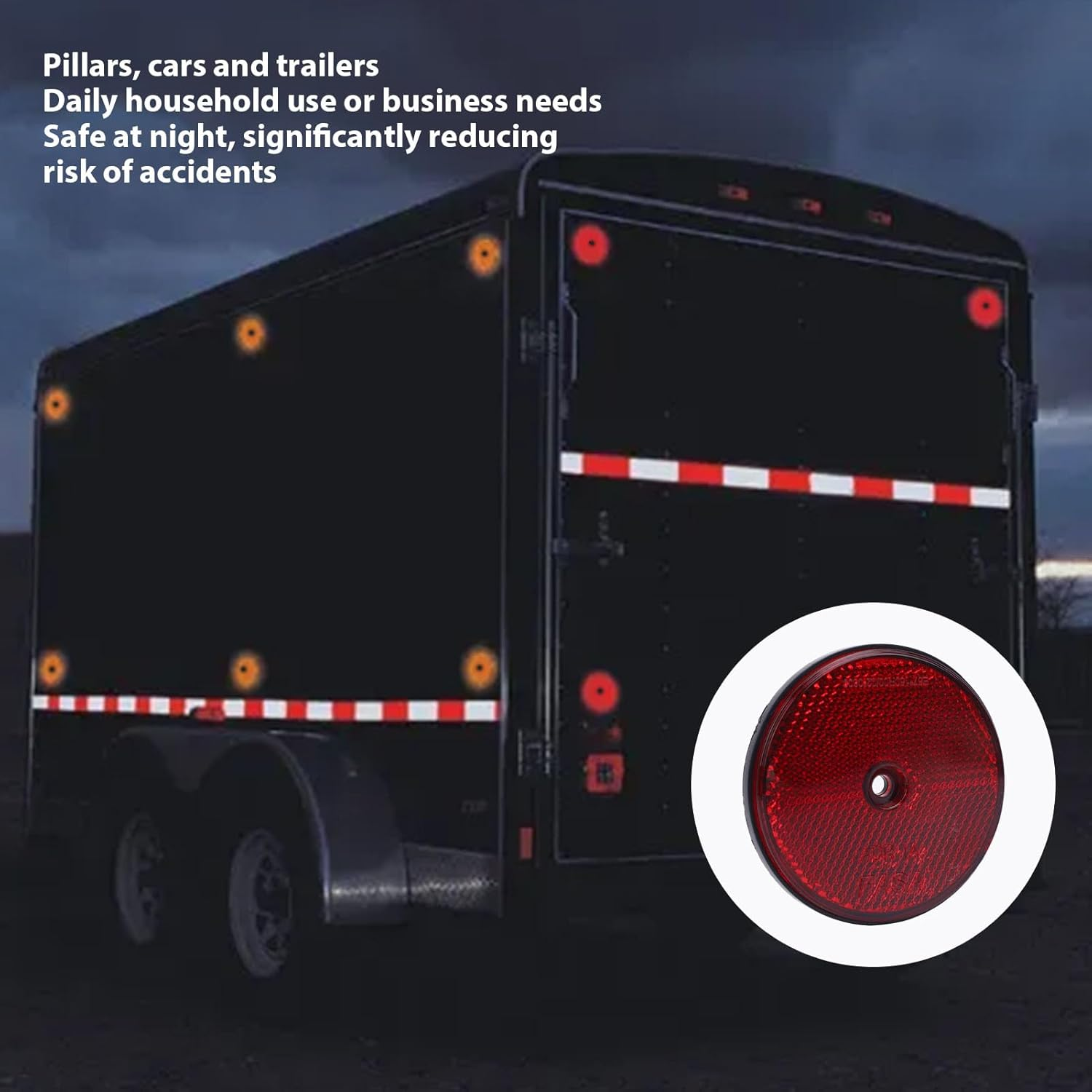 4Pcs round Reflector, Trailers Safety Reflector with Center Mounting Hole, for Driveway Fence, Automobiles, Mailboxes, Boats, 72Mm Dia (Red) image number 4