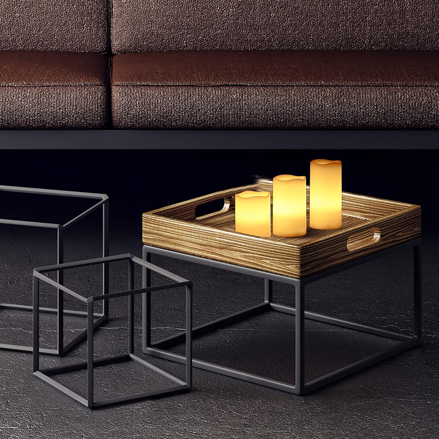 Relaxdays LED Candles Real Wax Set of 3 Electric Candles Flickering Bright Battery Operated Diameter 7 Cm 3 Sizes Cream image number 4