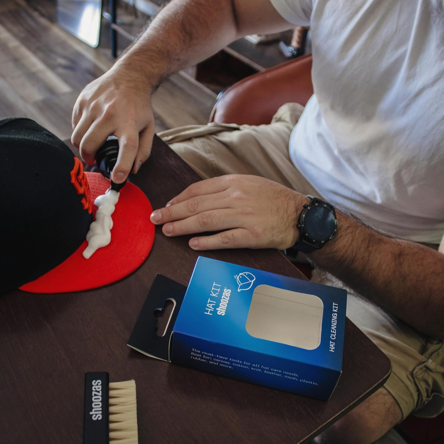 Shoozas Hat Cleaner Kit - Includes Foam Cleaner and All-Purpose Brush, No Water Needed, Quick Dry, Non-Toxic, Safe for All Hat Types and Materials