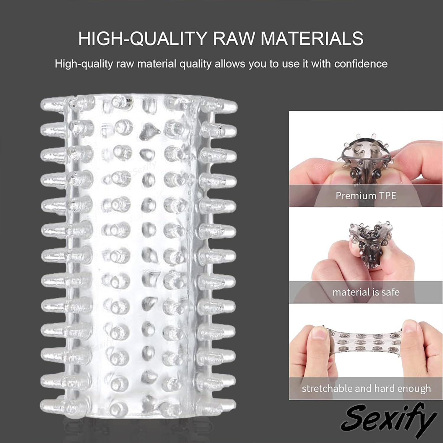 Small Penis Rings, Penis Sleeve Set, Cock Rings with 6 Pack Set Stretchy Textured Studded Stretchy, Erection Enhancing Enhance Men, Delay Tickler Dildo Extension Adult Sex Toys for Men Couple Sex Toy image number 3