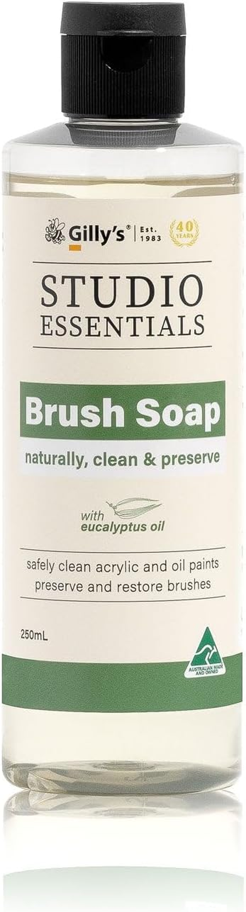 Gilly'S Brush Soap 250Ml - Plant-Based Cleaner with Eucalyptus Oil for Paint Brushes & Tools | Safe for Synthetic & Bristle Brushes, Acrylic, Oil, Chalk & Mineral Paints