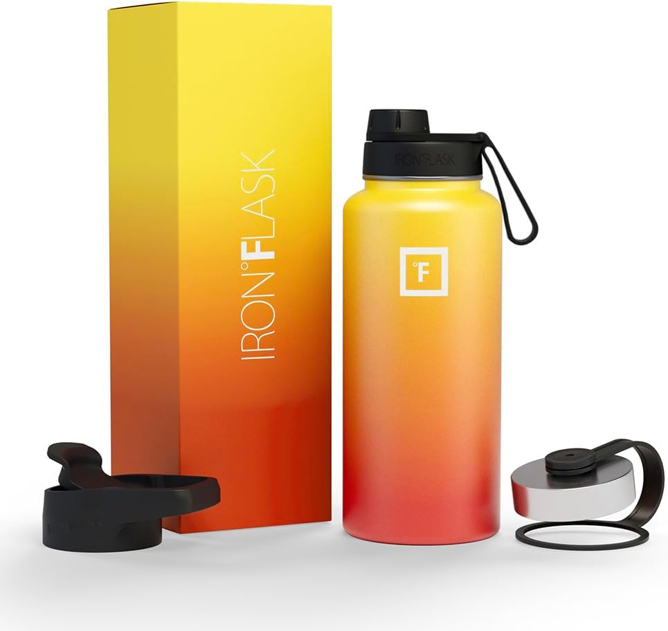 Jade Yoga Harmony Mat and Iron Flask Wide Mouth Bottle with Spout Lid, 950 Ml Capacity, Olive/Fire image number 5