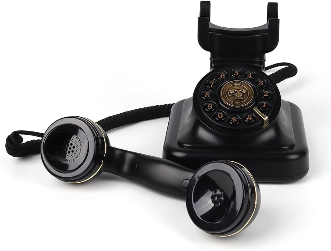 Audio Guest Book Phone, Retro Style Antique Audio Guestbook Phone with Free LED Wedding Sign and A5 Vertical Photo Frame (Black) image number 5