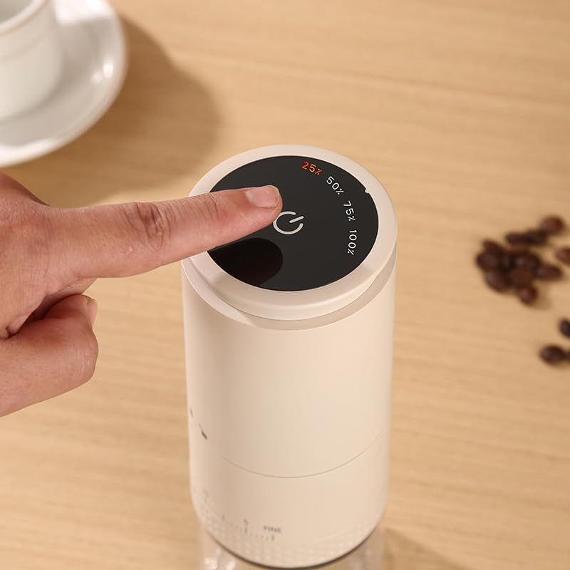 One&One Portable Electric Coffee Grinder, Cordless Coffee Bean Grinder with 38 Precise Grind Settings, Touch Screen, External Adjustment, Battery Usage Display,Usb Rechargeable.