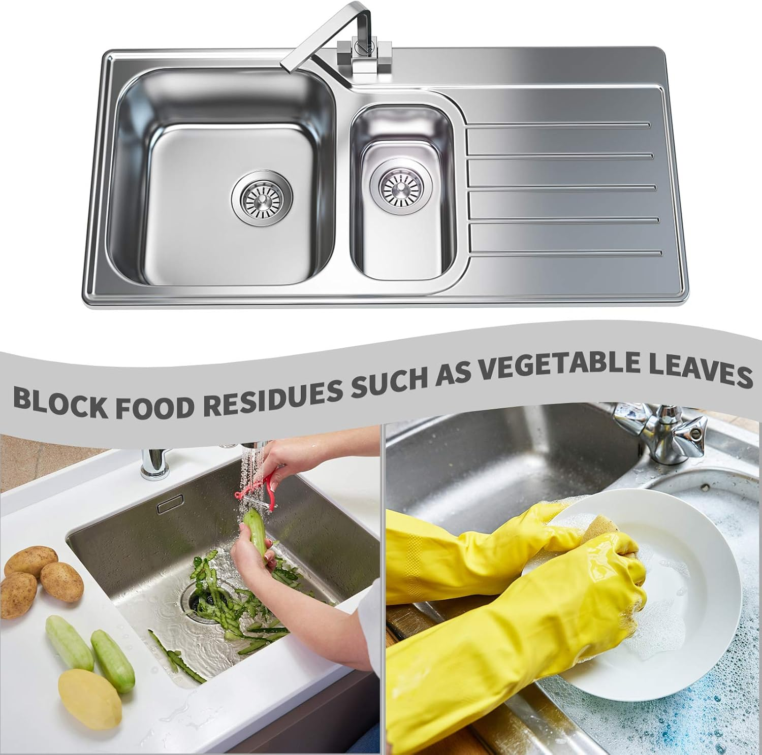 4 PCS Drain Hair Catcher Stainless Steel Kitchen Sink Strainer Plug Shower Bathroom Plug Hole Hair Catcher, Drain Protector Filter, 2 Models (Outer Diameter 77Mm and 73Mm) image number 2