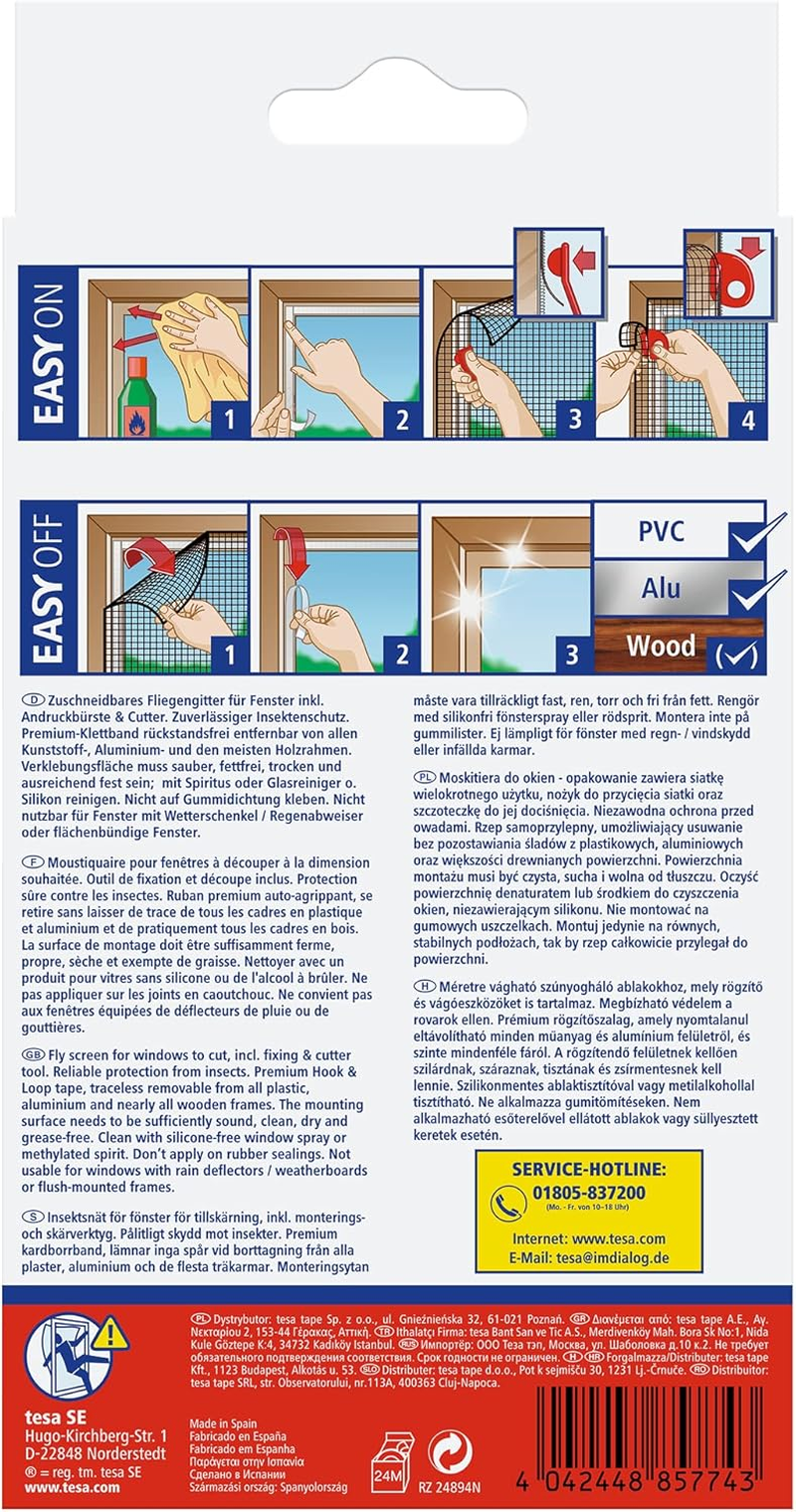 Tesa Insect Stop Comfort for French Windows - Self-Adhesive Hook and Loop No Drill Fly Screen - in Anthracite, 120 Cm X 240 Cm image number 3
