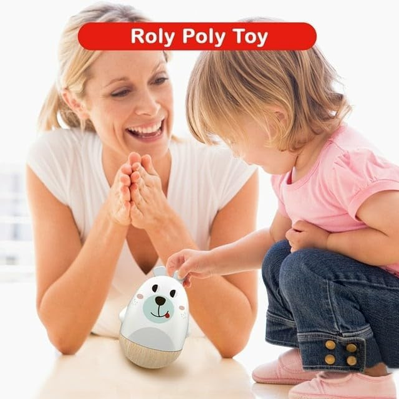 Tooky Toy Wind up Musical Wobble Roly Poly Tumbler Wooden Bear with Chime Lullaby for Babies image number 6