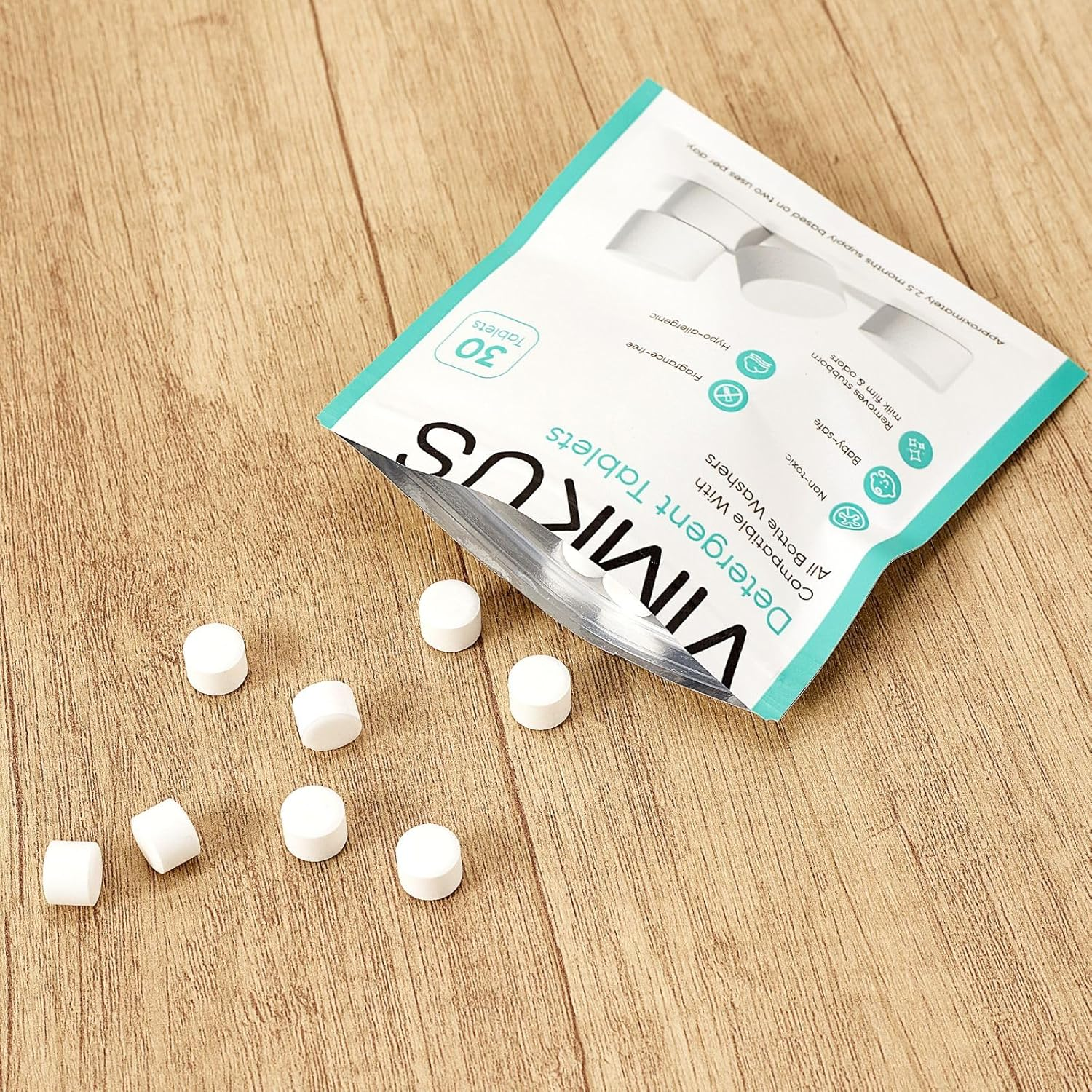 Detergent Tablets Compatible with Baby Brezza, Momcozy Bottle Washer, 150 Pcs Washing Block for All Brands Baby Bottle Washers image number 1