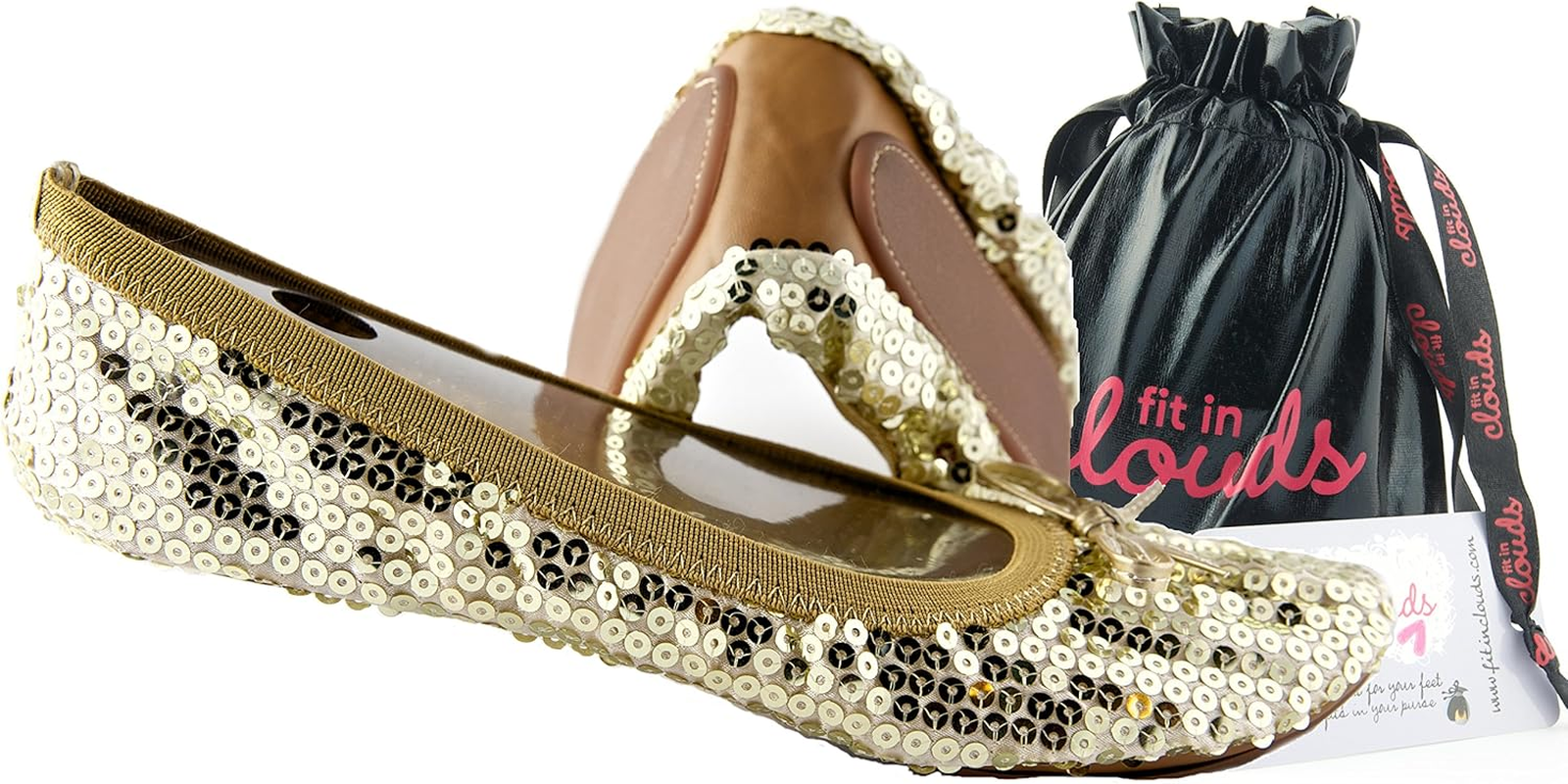 Fit in Clouds Womens Sequin Foldable Portable Flats