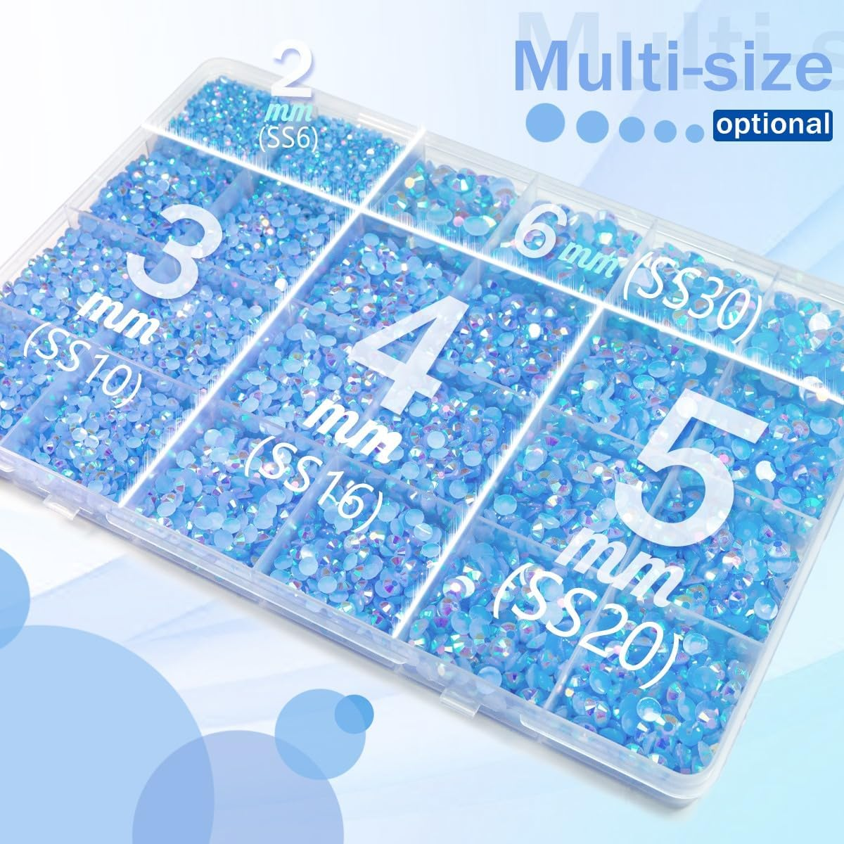 Qiipii Light Blue AB Resin Rhinestones W B7000 Jewelry Glue for Bedazzling Crafting 2Mm-6Mm Flatback Jelly Stones Diamonds Gems Bedazzler Kit Charms for Nails Face Makeup Tumblers Bottles Crafts Shoes image number 6