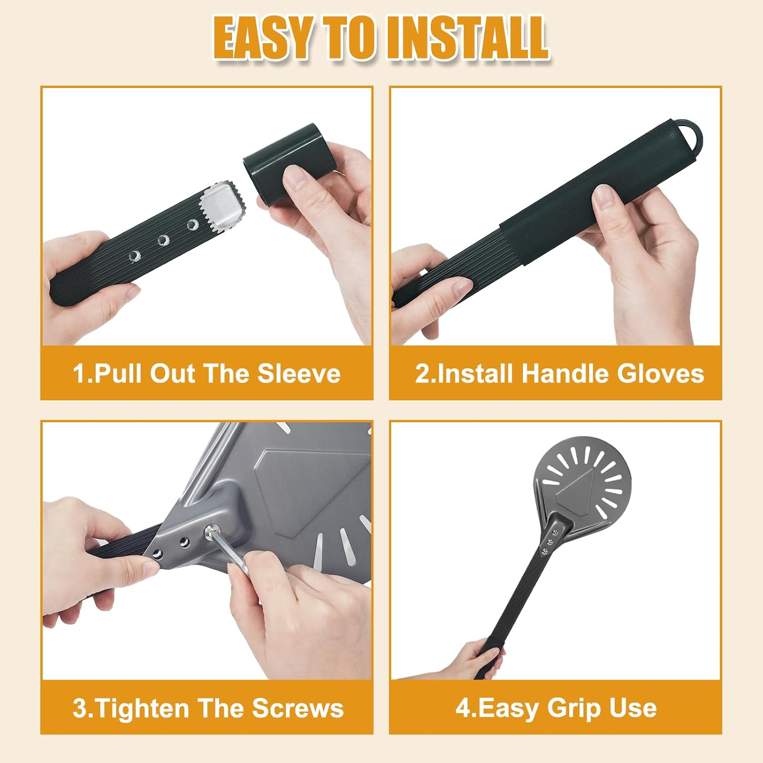 7 Inch round Anodized Aluminum Perforated Pizza Peel Turner with Metal Handle Pizza Paddle Spinner for Outdoor Pizza Oven Accessories (7 Inch) image number 5