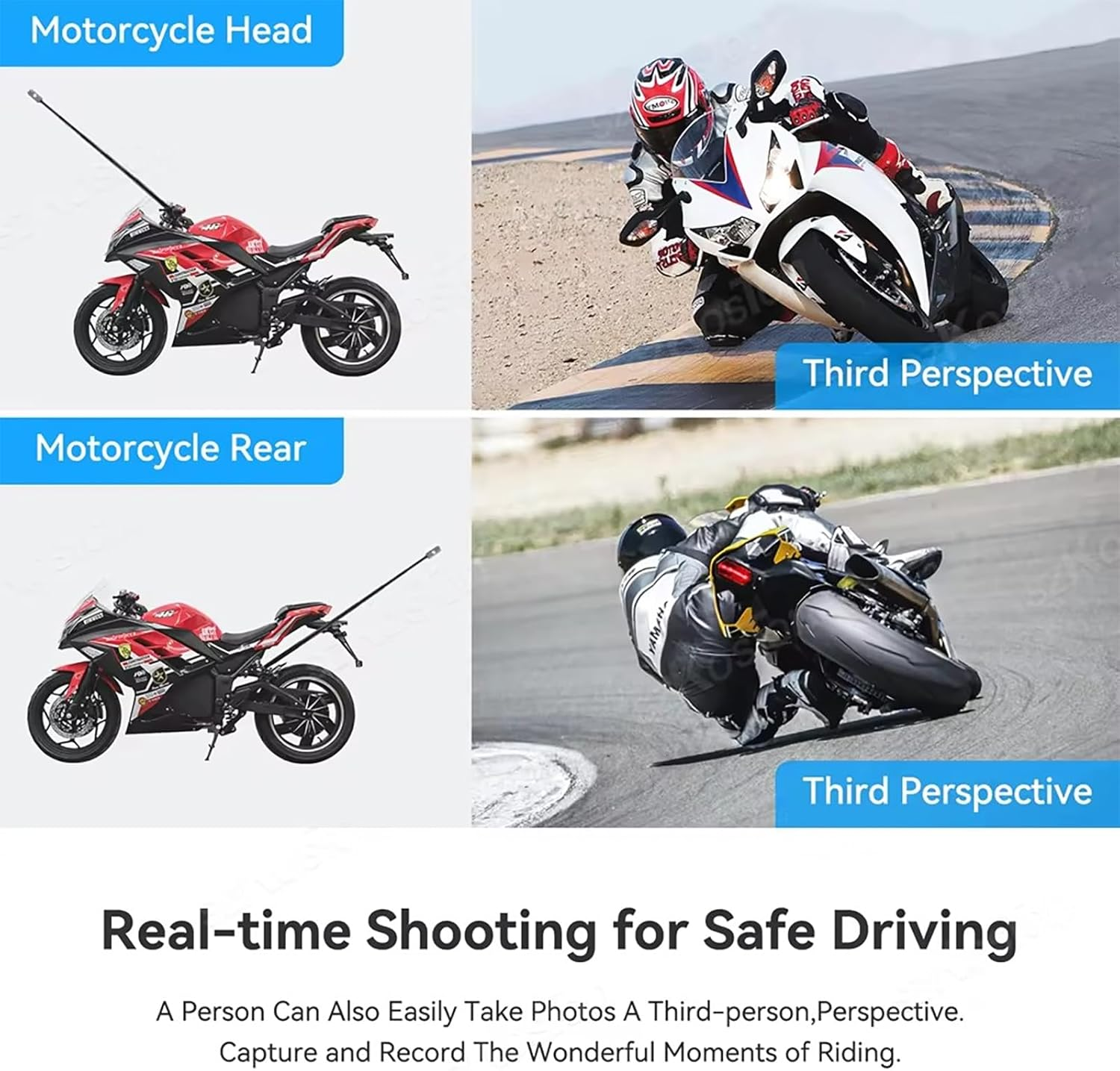 NEWFUN Camera Mount, Accessories for Insta360 X4, Motorcycle Kit for Insta360 X4, X3, X2 360 Degree Rotation, Double Clamp, Double Stability, Motorcycle Mount, Compatible with Multiple Devices image number 3