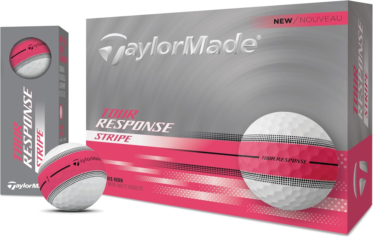 Taylormade Golf Tour Response Stripe NEON Pink GLB Dozen image number 1