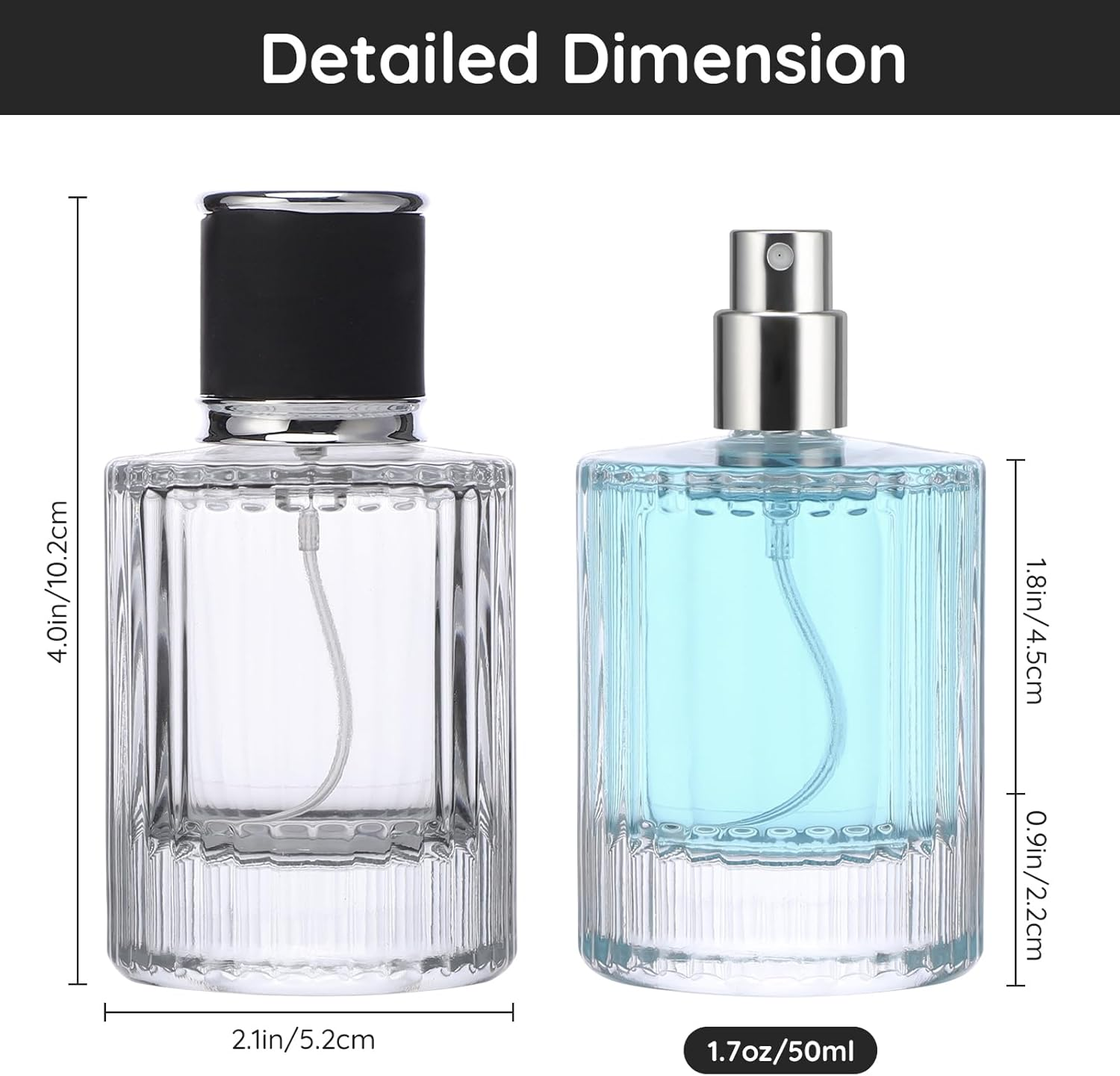Segbeauty Travel Perfume Refillable Bottle, 2 Pcs 50Ml Perfume Atomiser Glass, Portable Perfume Spray Bottle, Scent Perfume Dispenser for Toner, Perfume, Cologne, Aftershave - Gradient Blue image number 2