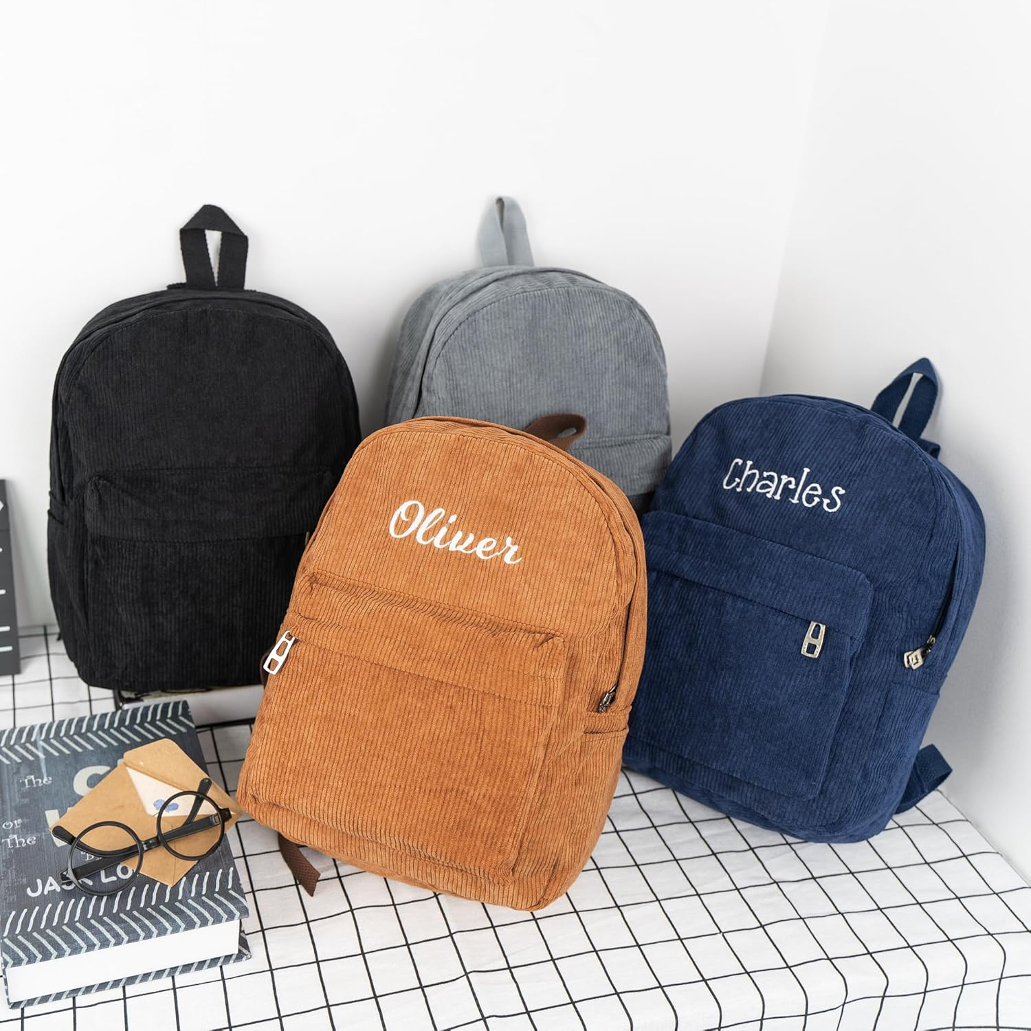 MT WORLD Corduroy Backpack,Personalized College Backpack,Vintage Bag,Casual Daypack,Lightweight Daypack,Laptop Backpacks image number 1