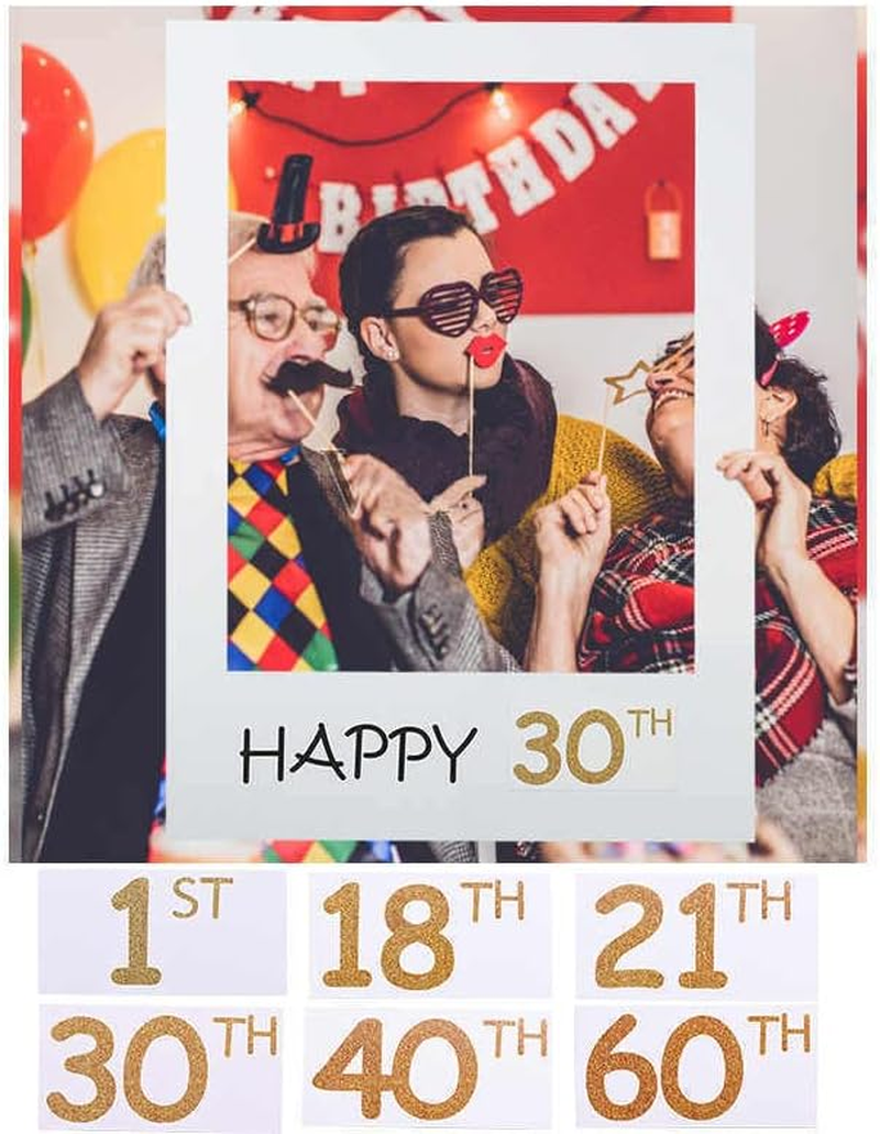 1Th 18Th-60Th Photo Booth Props Picture Frame Wedding Birthday Party Decoration - Durable Large Cardboard Frame - Perfect Party Decoration for Men, Women, Kids - Easy to Use and Lightweight - Happy 1St image number 5