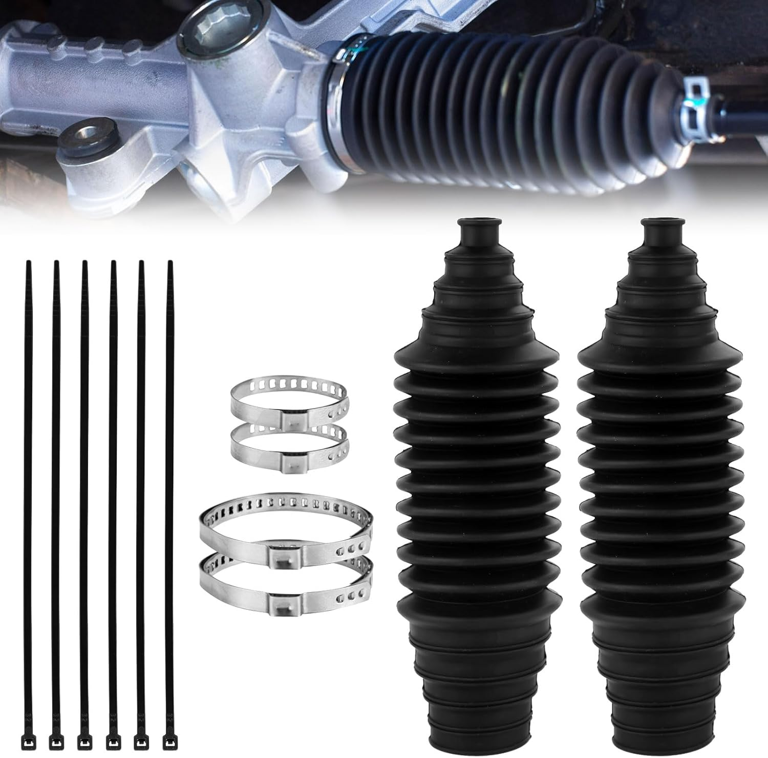 Inner Tie Rod Boot Kit, 8.66X2.36X2.36In Silicone Steering Rack Boot Tool Dust-Proof Car Rack and Pinion Boot Waterproof Inner Tie Rod Bellow Boot Car Accessories(Black) image number 3