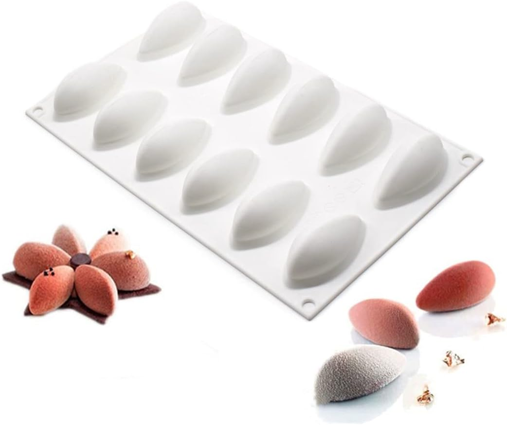 XKONG Quenelle Silicone Moulds, Shell Cake Mould, Quenelle Mould French Dessert Mousse Silicone White Pastry Mould Baking Non-Stick Decoration Bakeware image number 3
