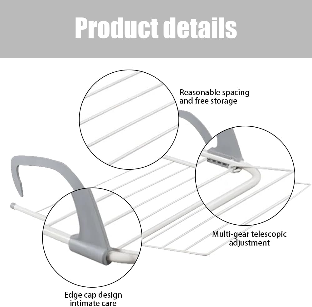 Radiator Clothes Airer Rack, Balcony Laundry Airer, 5 Bar Clothes Rack Indoor with Adjustable Arms, Radiators Hanger for Indoor Air Drying and Hanging, Towels, Coat, Lingerie image number 6