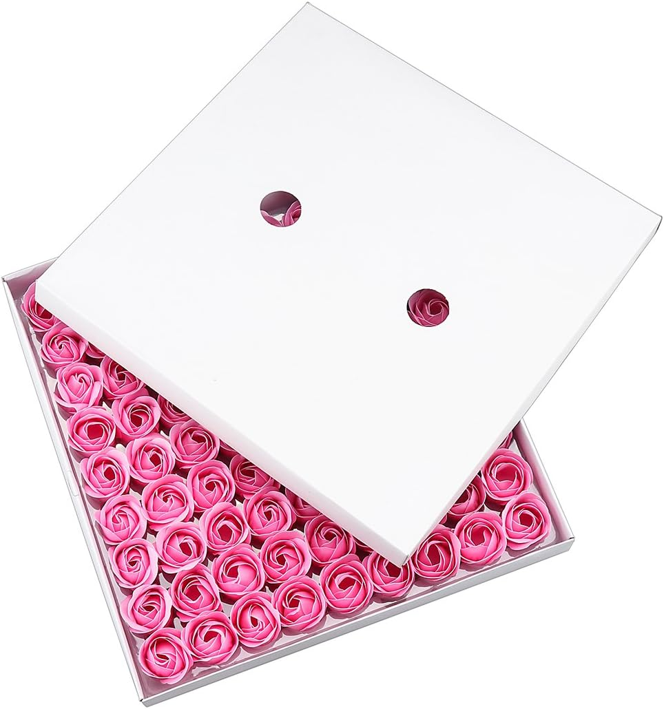 HOUSWEETY 81Pcs Bath Soap Rose Flower, Floral Scented Rose Petal Bouquet image number 3