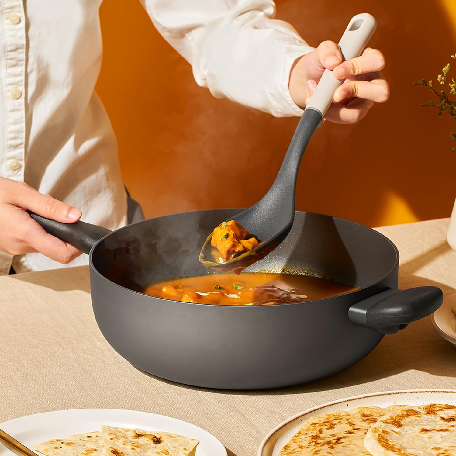 Meyer Bauhaus Non Stick Cookware Set, 26Cm/4.1L Chef'S Pan, Deep Frying Pan, Induction Compatible, Dishwasher Safe, Oven Safe, Sesame Grey with Lids image number 6