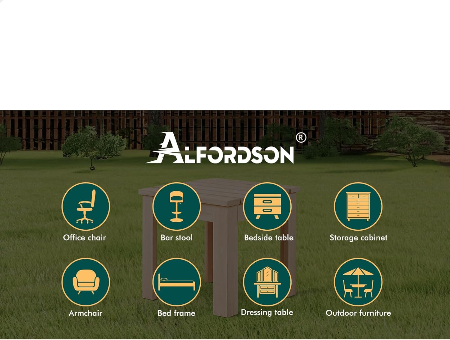 ALFORDSON Outdoor Wooden Side Desk for Adirondack Chair Bench, Durable Fir Wood Coffee Table for Patio Garden Porch Beach Armchair Lounge Seater, Lawn Furniture Tabletop, Wood - White image number 4