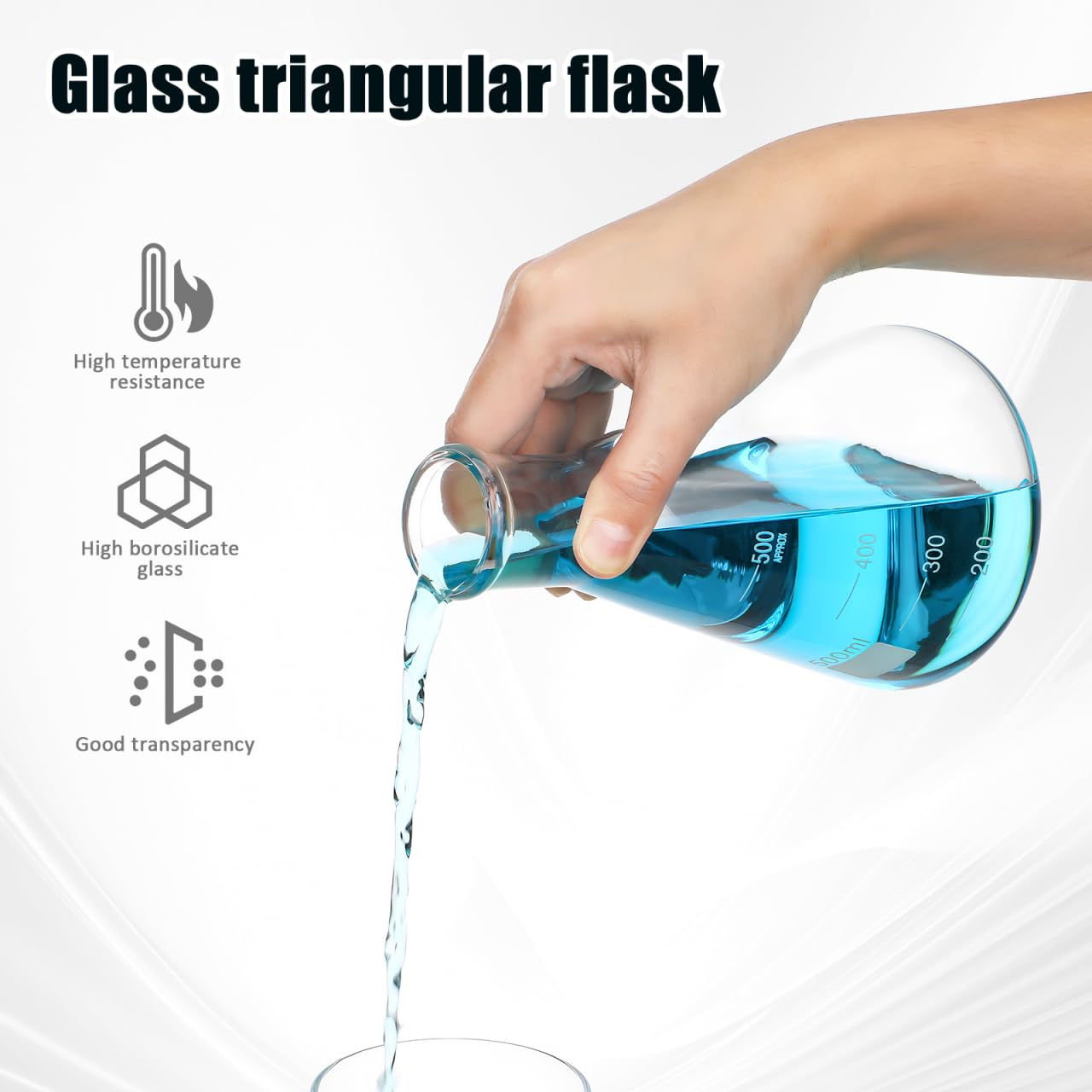 Mobestech Erlenmeyer Flask 500Ml Large Capacity Flat Bottom Glass Laboratory Beaker for Chemistry Distillation and Boiling Applications image number 5