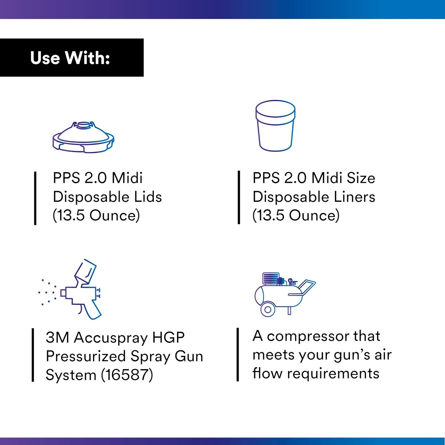 3M PPS 2.0 H/O Pressure Cup with Air Hose, 26121, Midi, 13.5 Ounces, Use with 3M Accuspray HGP Spray Gun for Thick High-Viscosity Latex Paints, Varnishes, Coatings and Primers, 1 Pack image number 2