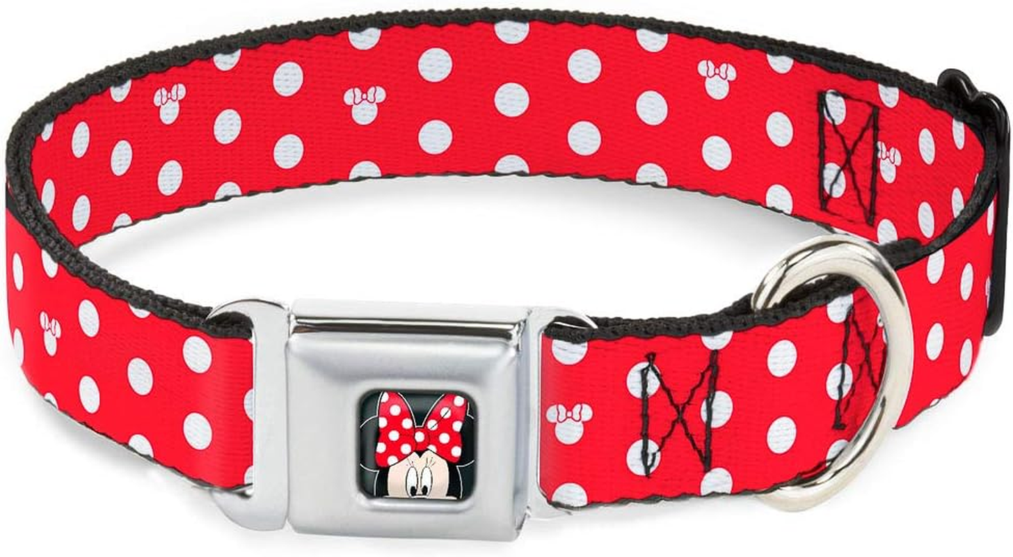 Buckle-Down Seatbelt Buckle Dog Collar - Minnie Mouse Polka Dot/Mini Silhouette Red/White - 1.5" Wide - Fits 13-18" Neck - Small image number 4