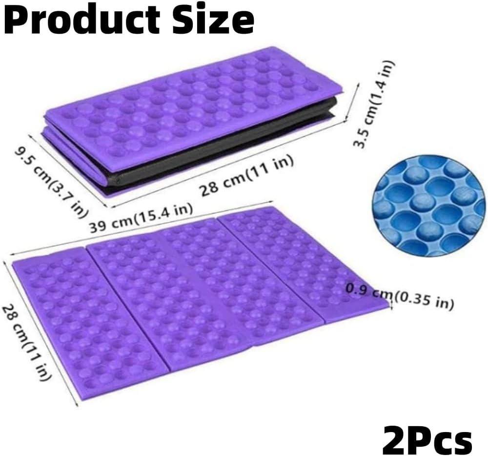 Jindizi 2Pc Foam Seat Pad Folding Hiking Sit Pad,Mini Waterproof Folding Mat Foam Sitting,Camping Mat Sitting Foldable Sit Pad for Outdoor Purple+Blue image number 1