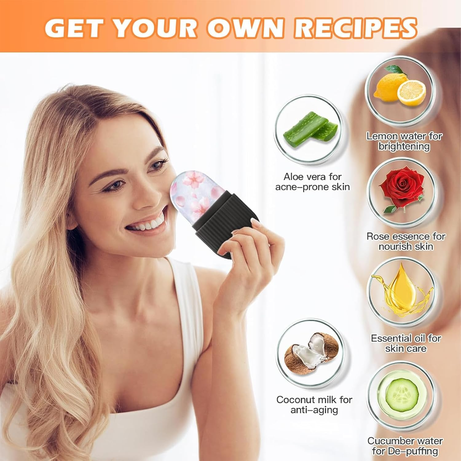 Yeanifeana 2 Pack Ice Roller for Face & Eyes, Reusable Cooling Face Massager for Puffiness & Wrinkles Relief, under Eye Roller for Dark Circles, Neck Massage Tool for Skincare (Black) image number 6