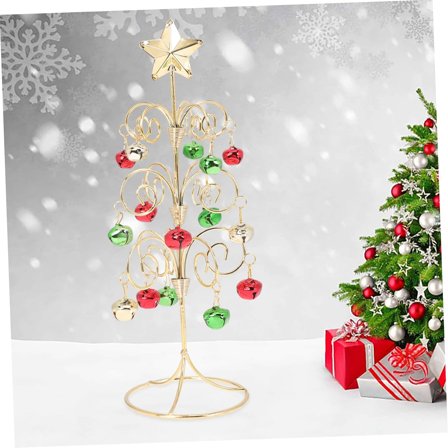 Wrought Iron Miniature Christmas Tree 28Cm Small Desktop Xmas Table Decoration Red Green Gold for Home Holiday Party Supplies