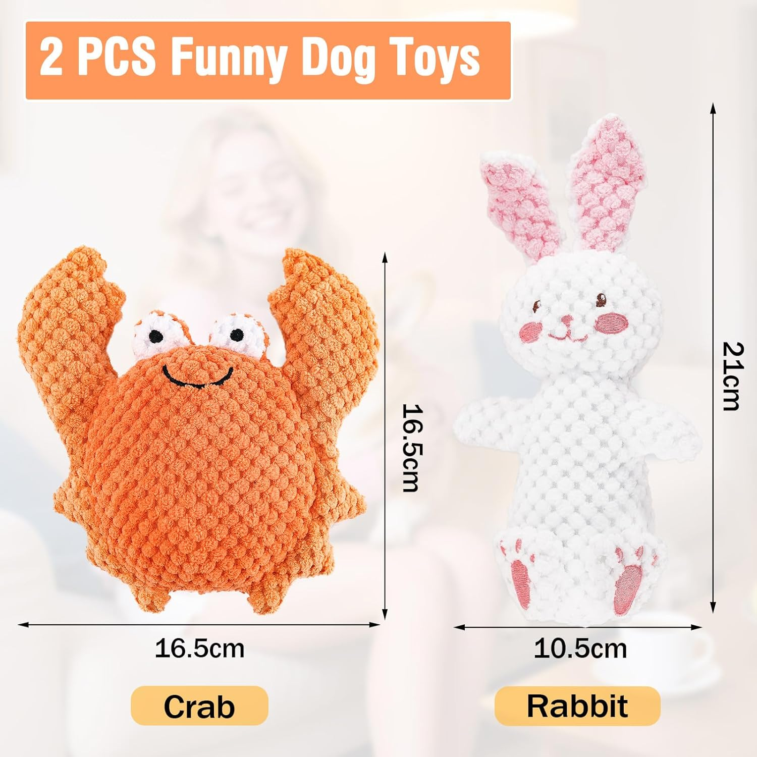 2 Pack Dog Squeaky Toys, Stuffed Plush Dog Toys, Dog Chew Toys for Puppy, Small, Middle Dogs image number 5