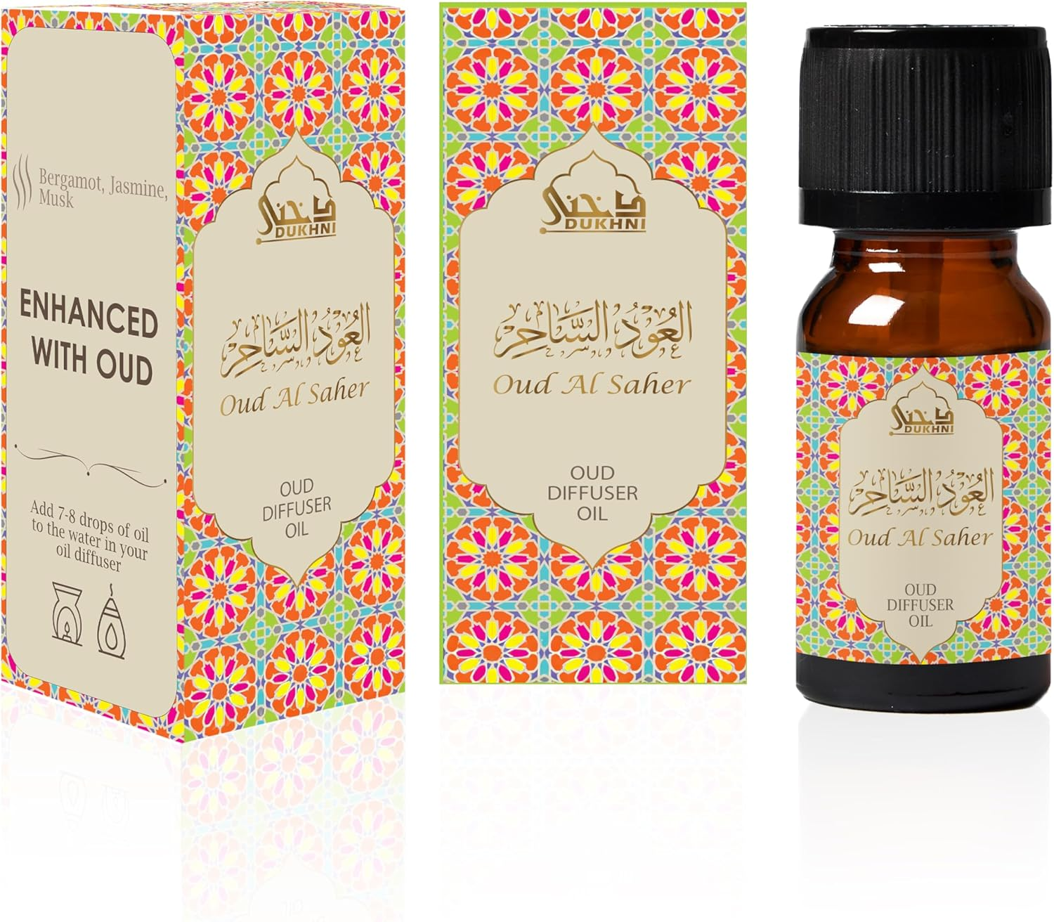 Dukhni Oud Al Ibtisam Diffuser Oil Blend | 3 X 10Ml Arabic Oil for Diffuser & Humidifier | 100% Pure Halal Oils | Relax with Home Aromatherapy, for Stress Relief, Massage & Candle Making image number 2