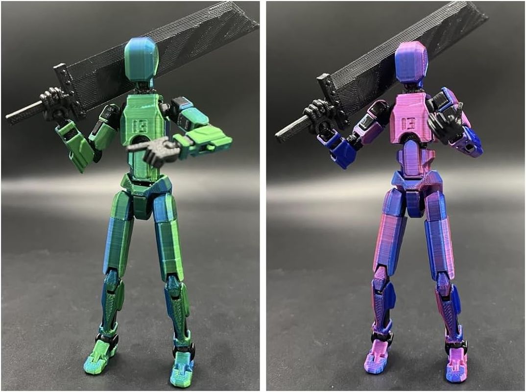 T13 Action Figure Set (Assembly Completed), 3D Printed Multi-Jointed Movable Titan 13 Lucky Dummy 13 Mobile Robot, Nova 13 Action Figures Desktop Decorations for Game Lovers Toy (Purple Blue image number 1