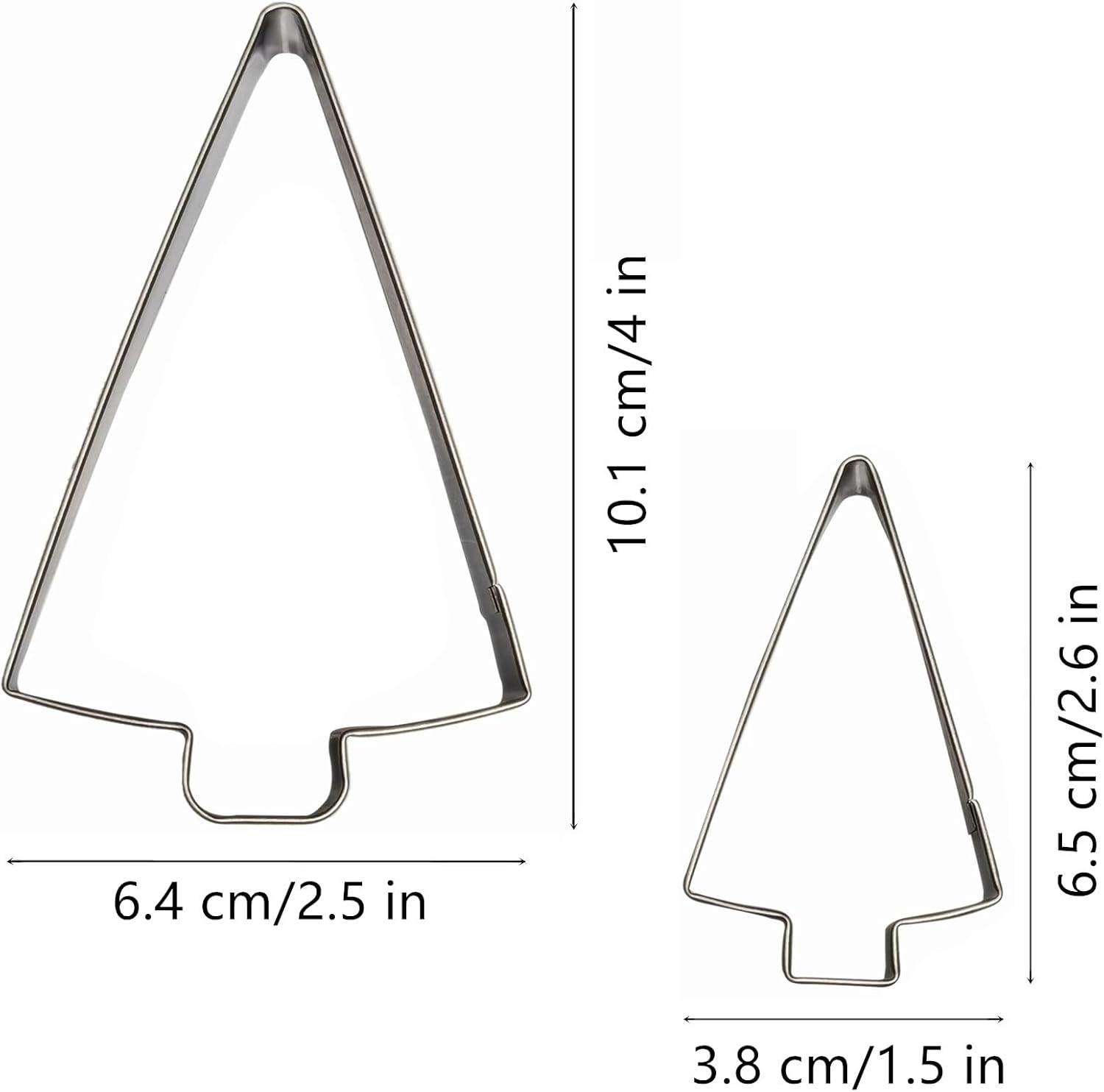 Tree Shaped Cookie Cutters Set of 2 Pcs, Stainless Steel Christmas Tree Fondant Cutter Molds Baking DIY, 4 Inches/2.5 Inches (Tree Shape C)