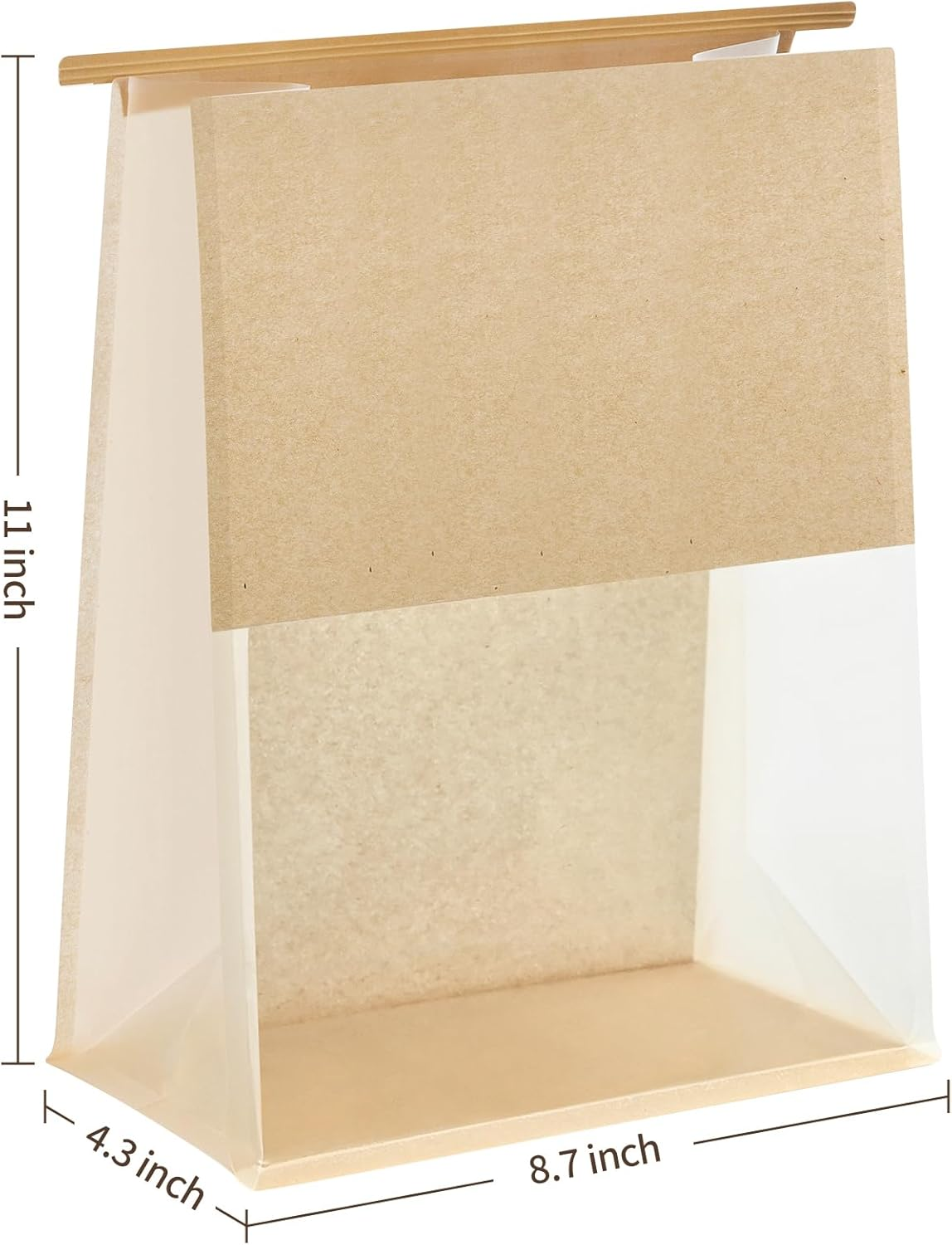 Ocmoiy 50Pcs Bread Bags for Homemade Bread, Resealable Sourdough Bread Bags, Clear Front Tin Tie Tab Lock Bread Storage Bags with Window Paper Treat Bags (8.7X4.3X11 Inch) image number 3