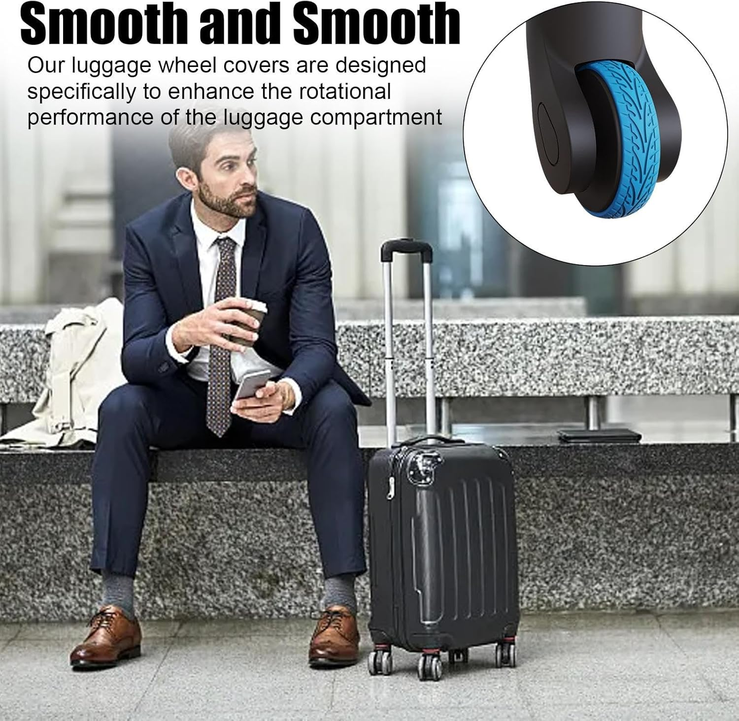 Luggage Wheel Protector - Silicone Luggage Caster Cover | Travel Accessories, Suitcase Wheels Protector Cover Replacement, and Reduce Noise Hoffti image number 6