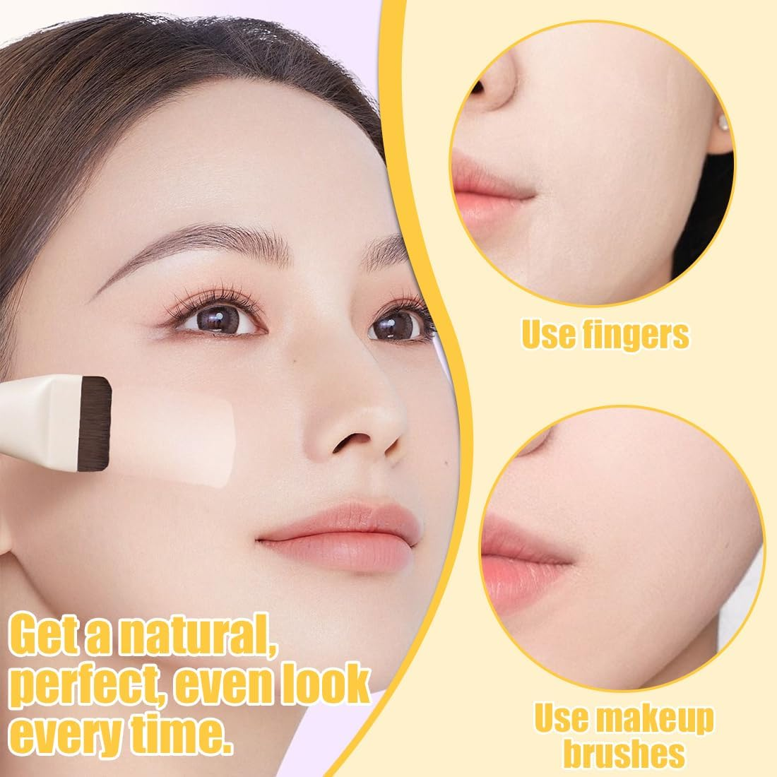 MIRKUZI Face Brush 2 Pieces Makeup Brushes Flat Foundation Concealer Brush Ultra Thin Foundation Brush Foundation Brush Makeup Concealer Brush Gift for Girls Women image number 4