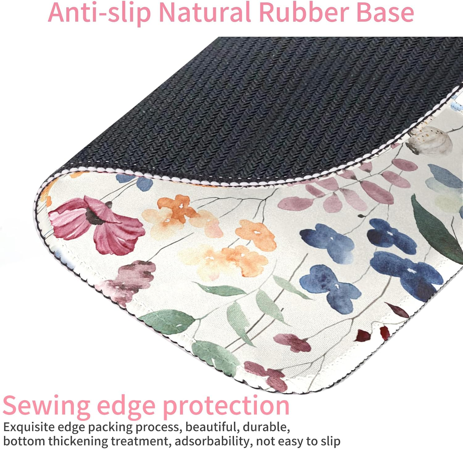 Ksriylm Mouse Pad,Cute Colorful Flowers Mouse Pad,Mouse Mat Square Waterproof Mouse Pad Non-Slip Rubber Base Mouse Pads for Office Laptop, 9.5"X7.8"X0.12" Inch