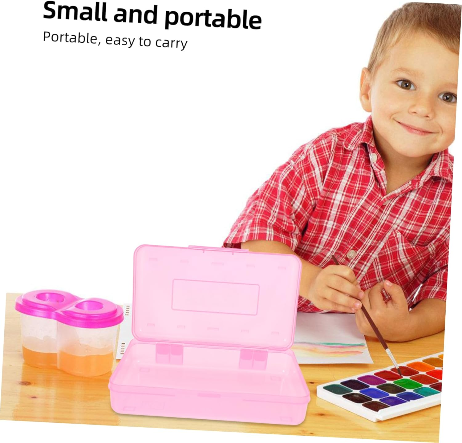 WEKAMOS 3Pcs Large Capacity Plastic Pencil Box for Markers and Crayons Stackable Stationery Storage Case for Boys and Girls Desk Accessories and Office Supplies image number 1