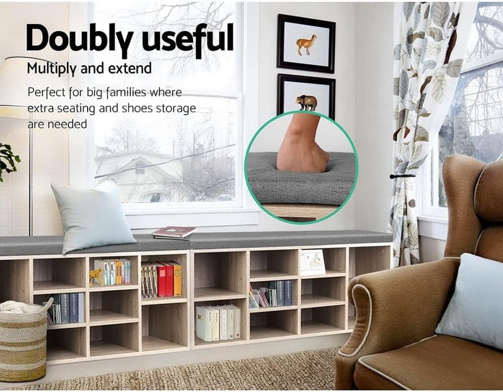 Artiss Shoe Rack Bench, Wood Shoes Storage Cabinet Organiser Benches Seat Drawers Shelf Organizer Home Decor Indoor Outdoor Bedroom Hallway Furniture, Durable and Strong Beige