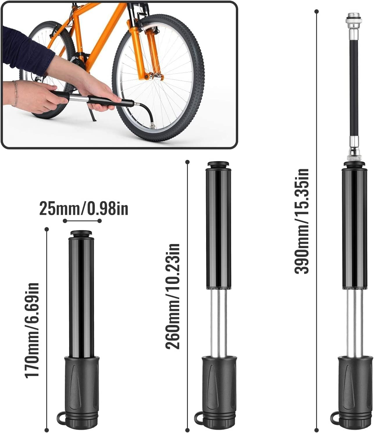 Alloy Portable Mini Bicycle Tire Pump,Bicycle Frame Tire Pump,Mini Portable Bike Pumps,Mini Bike Tire Pump Portable Bicycle Tire Pump,1Set Mini Bike Pump Portable Frame Pump, Bike Hand Pump image number 4