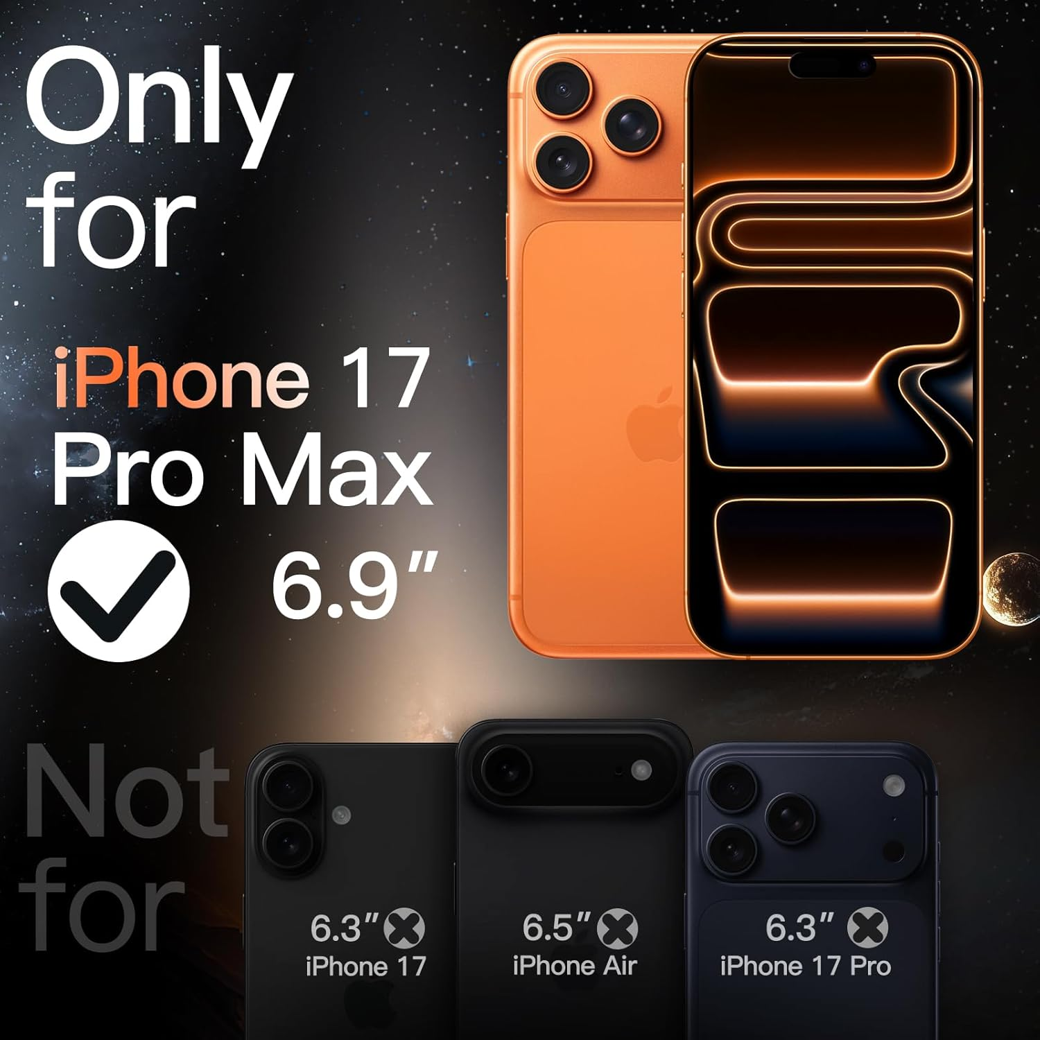 Jetech Magnetic Case for Iphone 17 Pro Max 6.9-Inch Compatible with Magsafe, Luxury Metallic Luster Matte Back Slim Shockproof Electroplated Phone Cover (Orange) image number 1