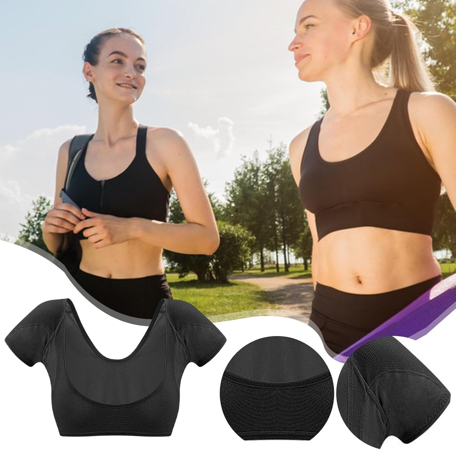 Underarm Sweat Vest | Armpit Sweat Proof Shirt,Washable Reusable Short Sleeve Vest, Breathable Quick Drying Guard Shield image number 5
