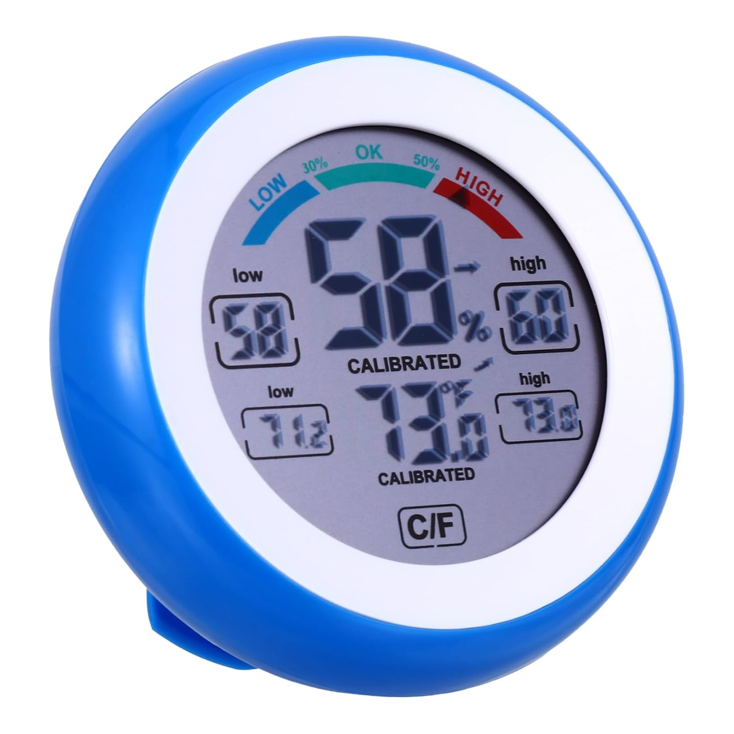 Milisten Multi-Functional Digital Thermometer Hygrometer Indoor round Touchscreen Instrument Hygrometer Blue High Precision Humidity Meter for Home Office LCD Display image number 1