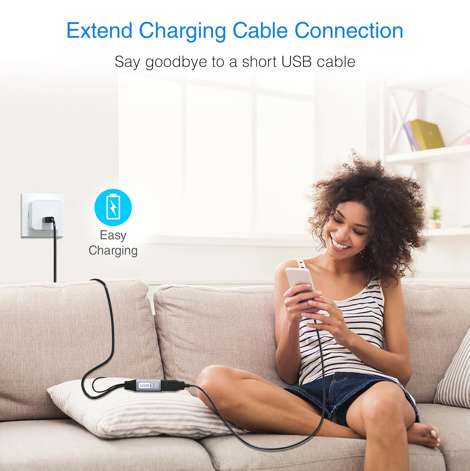 Bluerigger USB 3.0 Extension Cable (10M, Active, 5 Gbps, In-Wall CL3 Rated, Type a Male to Female Adapter Cord) - Long USB Repeater Extender for VR Headset, Printer, Hard Drive, Keyboard, Mouse, Xbox